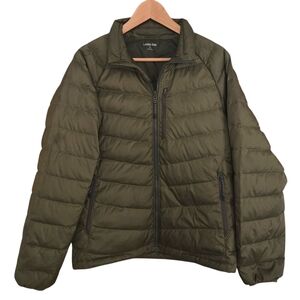 Lands' End 800 Down Packable Puffer Jacket Mens Size S 34-36 Olive Full Zip